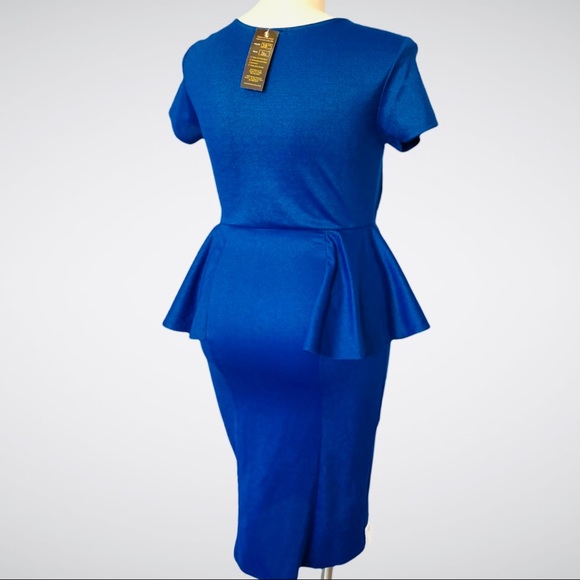 Royal Blue Peplum Short Sleeve Icon Dress 1X NWT - Picture 5 of 12